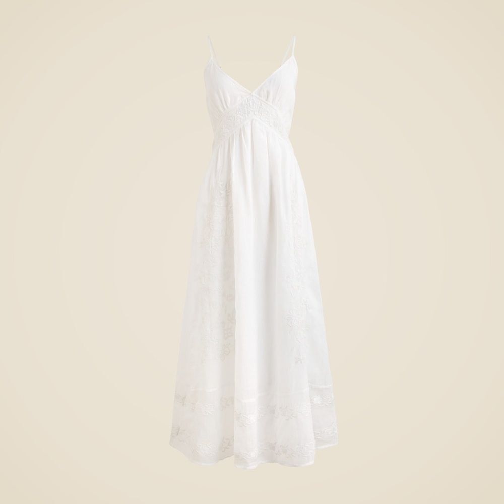 NWT J CREW Embroidered midi dress in ramie in white - Picture 5 of 7